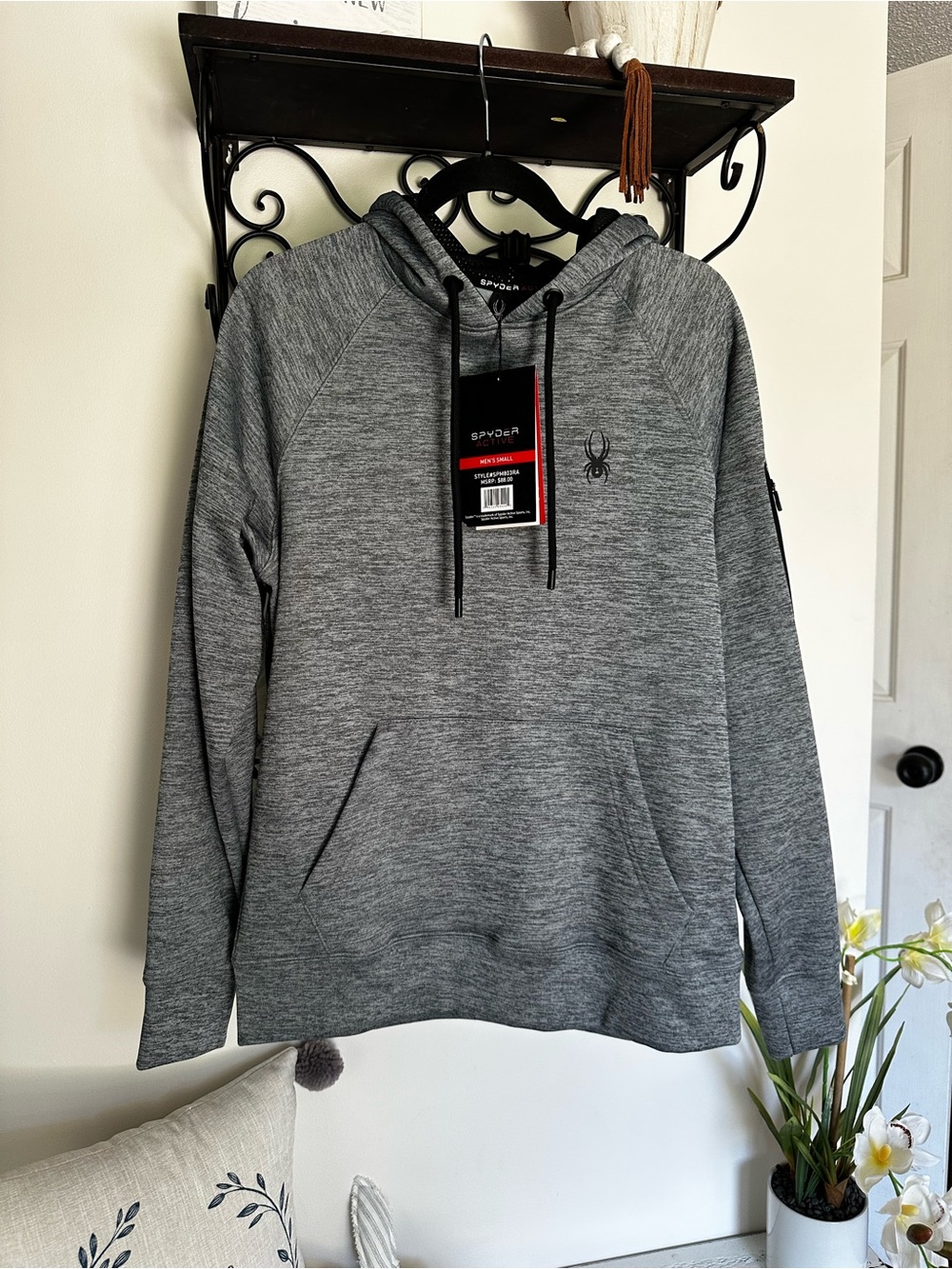 Spyder Gray Heather Pullover Hoodie with Black Accents NWT